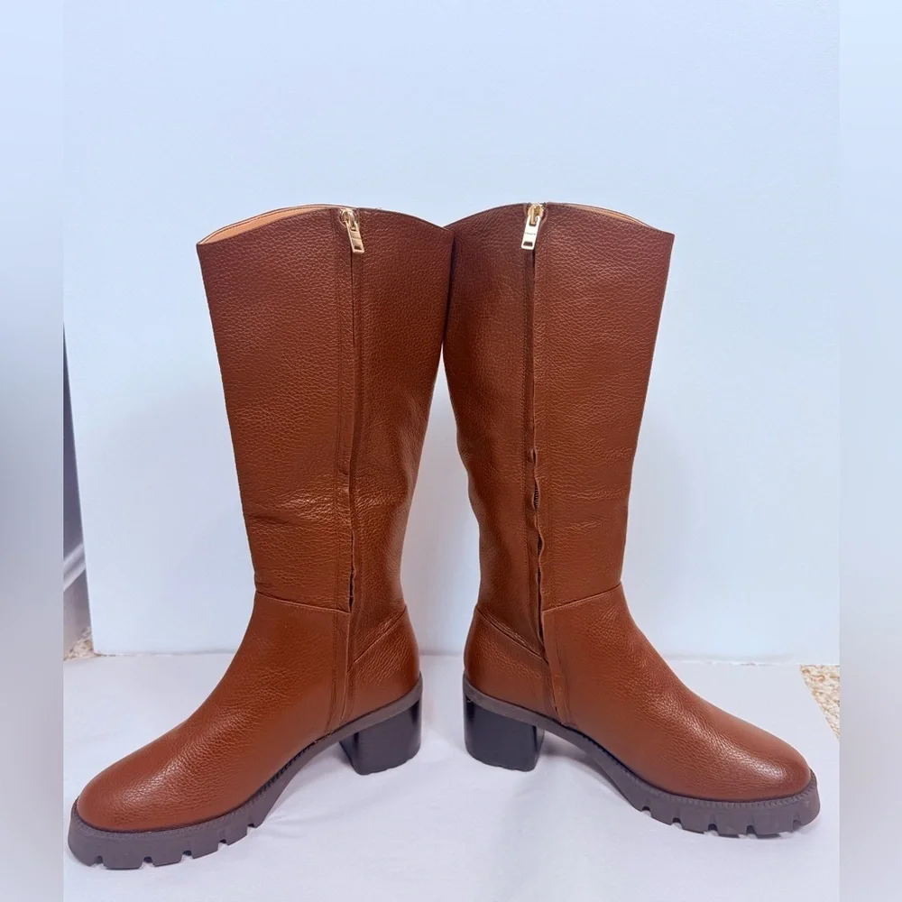 Coach Brown Cindy Pebbled Leather Riding Boot NEW